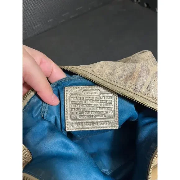 Coach Kristen Brown Tan Embossed Python Leather Purse‎ Hobo E1026 15361 - Picture 9 of 12